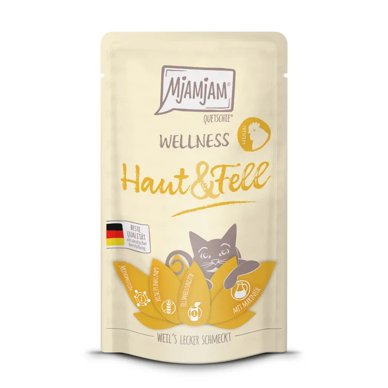 Direktkauf MJAMJAM Pouchbeutel WELLNESS Haut & Fell Huhn 125 g